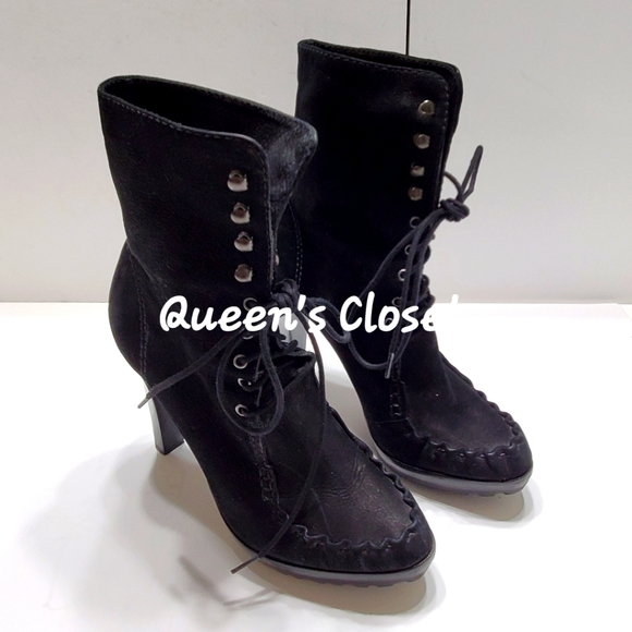 Diane Von Furstenberg | Jameson Lace-Up Nubuk Ankle Booties - Picture 3 of 5